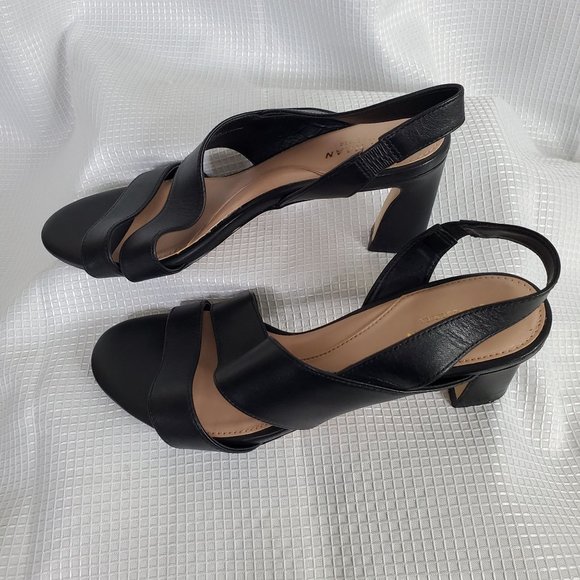 Cole Haan Amalia Size 8 8B Shoes Leather Slingback Strappy Sandals Heels Black - Picture 4 of 8